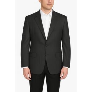 Geoffrey Beene Mens Jacket Size 42R Black Gray Pinstripe Wool Blazer